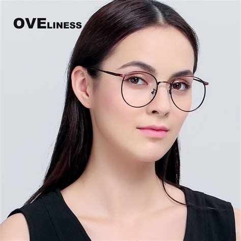 metal eyeglasses frame women optical eye glasses frame round big frame