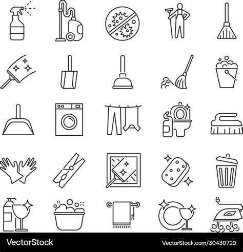 cleaning service outline clean symbols royalty  vector