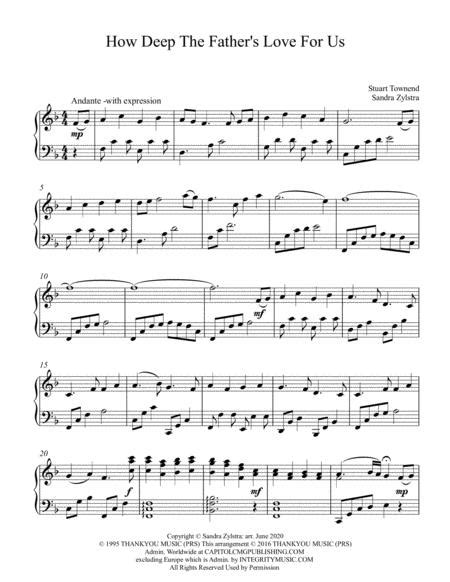 how deep the father s love for us intermediate piano solo