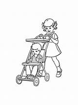 Stroller Coloring Baby Pages Printable Kids sketch template