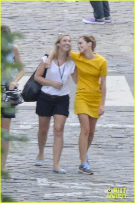 emma watson gets buddy buddy with her gal pal on colonia dignidad set