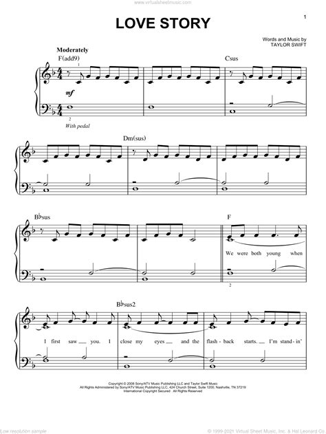 swift love story easy sheet music for piano solo [pdf]
