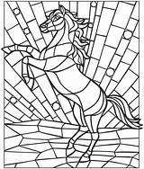 Horse Coloring Pages Animal Mosaics Mosaic Glass Kids Book sketch template