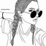 Girl Drawing Hipster sketch template