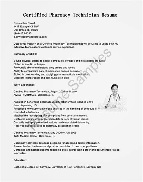 resume samples certified pharmacy technician resume sample