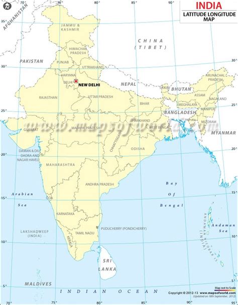india lat long map latitude  longitude map map india map