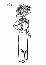 Fashion Wedding Silhouette Dress Edwardian Drawing 1910 1911 Dresses Era Sketches Timeline 1900s Late Colouring Choose Board High Trends Sketch sketch template