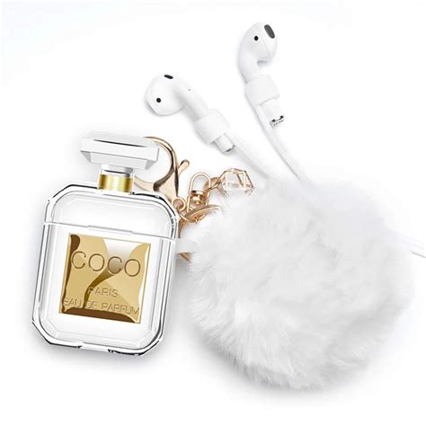 silicone case  airpods case  cute fur ball keychain strap perfume airpod