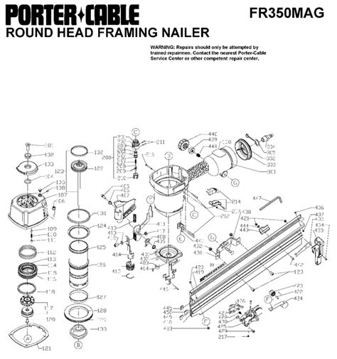 porter cable frmag magnesium  head framing nailer parts type