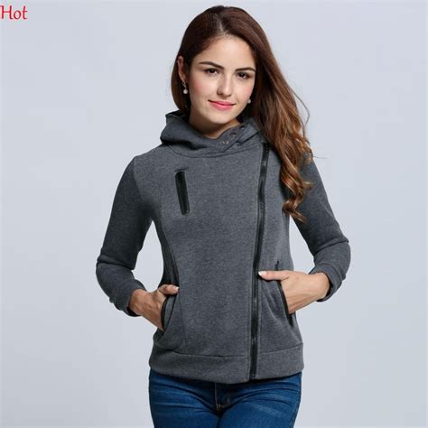 2017 Hot Womens Fashion Sweatshirts Ladies Hooded Solid Sweatshirt Long