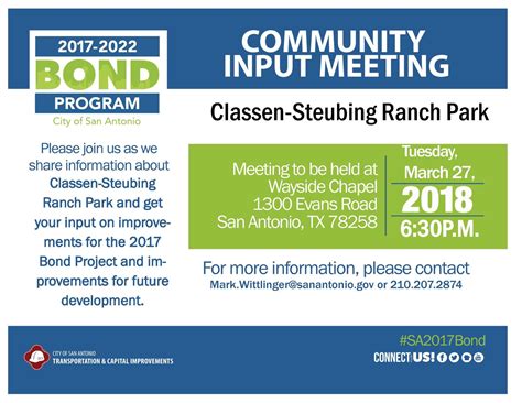 classen steubing ranch park community input meeting city  san antonio public works department