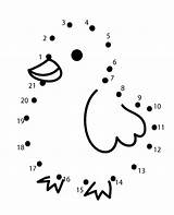 Connect Dots Coloring Chick Easy Numbers Simple Worksheet Print sketch template