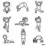 Yoga Poses Kids Drawing Preschool Exercise Behance Kid Exercises Printable Positions Stories Teaching sketch template