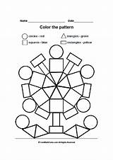 Color Shapes Preschool Worksheets Printable Number Worksheet Shape Coloring Kids Kindergarten Children Math Colors Colouring Numbers Geometric Basic English Teach sketch template