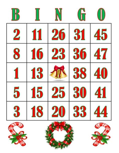 printable christmas bingo cards  numbers  printable worksheet