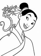 Mulan Coloring Disney Printable Outfit Dragon Colouring Sheets Princess Cartoon Drawings Drawing sketch template