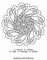 Number Color Mandala Pages Coloring sketch template