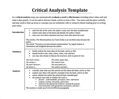 critical analysis template    documents
