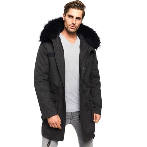 maenner parka mit schwarzem pelz capitano welovefurscom groesse