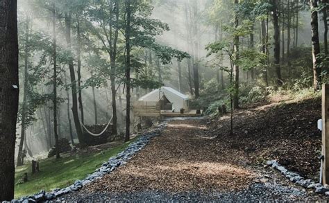 upstate  york campground  stylish tent cabins waterfalls