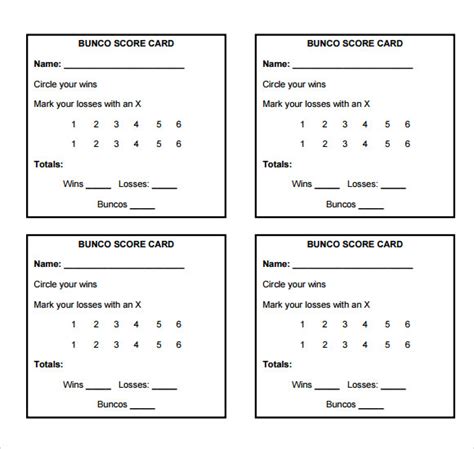 bunco sheets template hq template documents