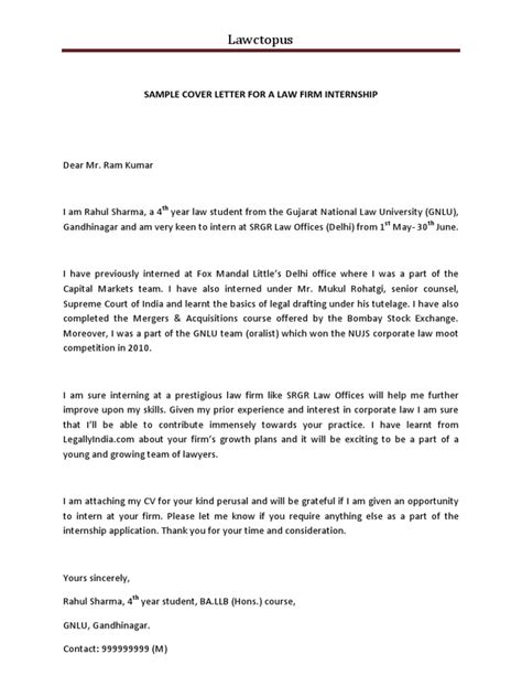 cover letter law firm attorney sample cover letter  full time