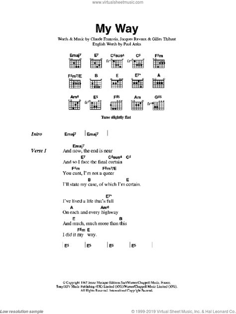 sex pistols my way sheet music for guitar chords [pdf]