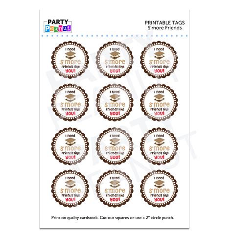 smore friends tags printable smore favor tags party peanut