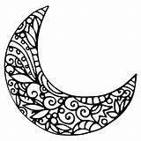 Moon Mandala Crescent Cresent Half Clipartmag sketch template