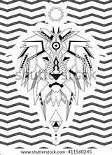 Geometric Lion Coloring Therapy Stress sketch template