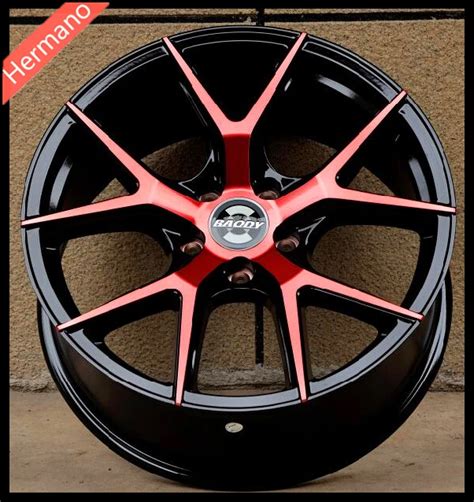 wholesale red face black side alloy rim wheel rim   pcd   rims accessories