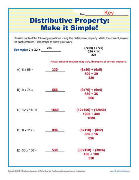 solving equations   distributive property worksheet answers