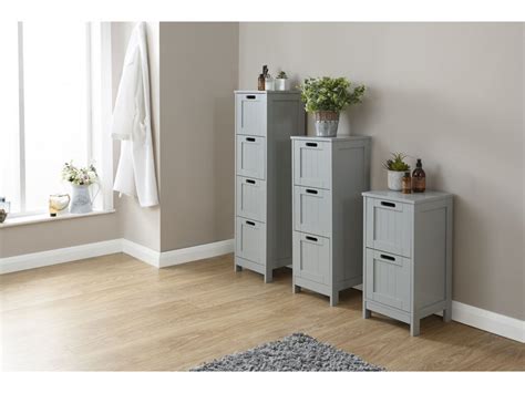 grey colonial style  drawer bathroom slim chest storage unit