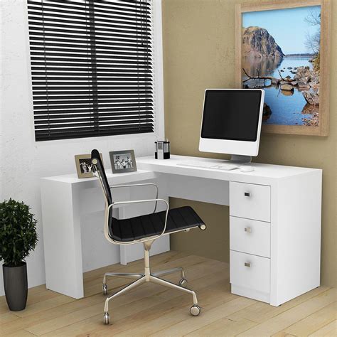 mesa em   escritorio   gavetas  tecno mobili branco