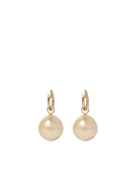 Shop Annoushka 18kt Yellow Gold Diamond South Sea Pearl Drop Earrings