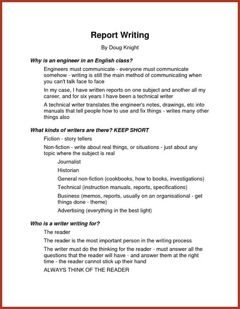 narrative report examples  examples    write  work