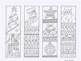 Christmas Bookmarks Coloring Drawn Library Cas Color sketch template