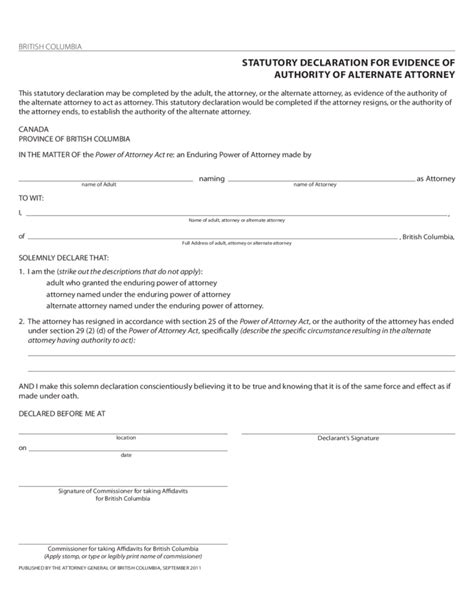 Enduring Power Of Attorney Form British Columbia Free Download