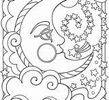 Coloring Moon Pages Half Getcolorings sketch template