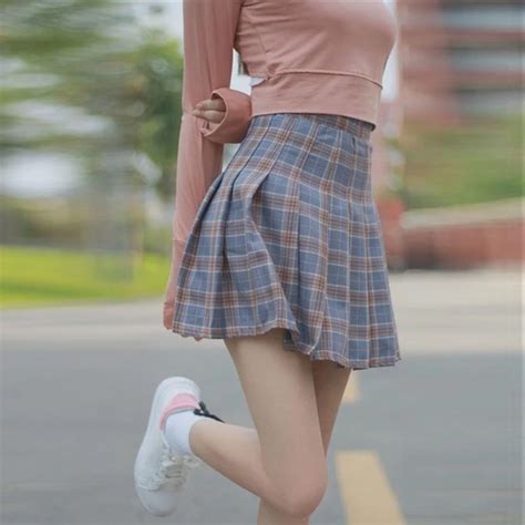 2018 women plaid skirts high waist harajuku cute sweet mini skirts fas