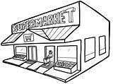 Coloring Store Grocery Pages Supermarket Shop Kids Drawing Building Clipart Shopping Children Groceries Popular Doghousemusic sketch template
