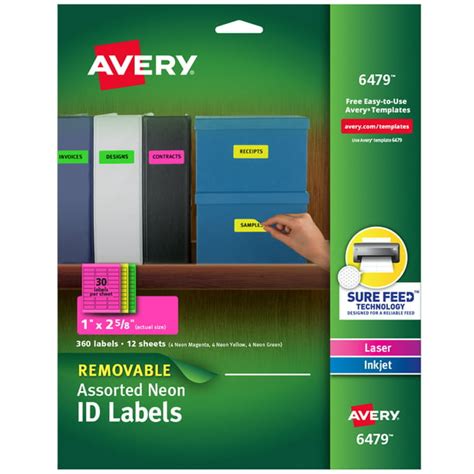 avery multipurpose labels removable assorted neon    inches