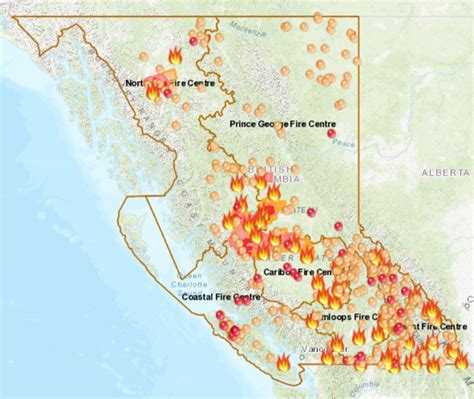 bc wildfire map  world map gray
