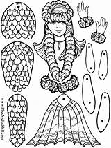 Mermaid Paper Dolls Pheemcfaddell Coloring Puppet Doll Crafts sketch template