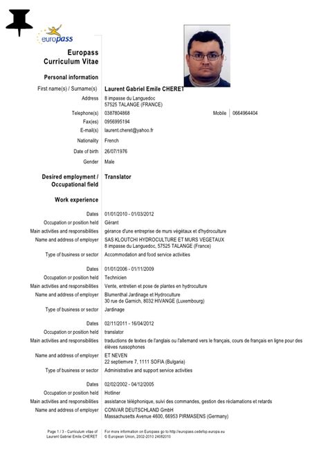 Europass Cv And Cover Letter Example Good Resume Template