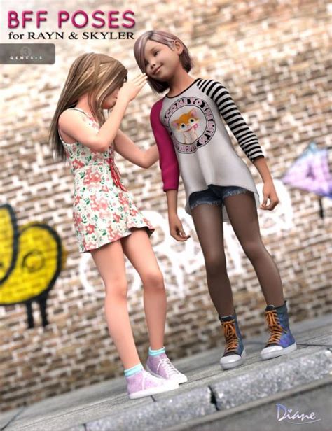 bff poses for rayn and skyler genesis 3 female s 3d models for daz