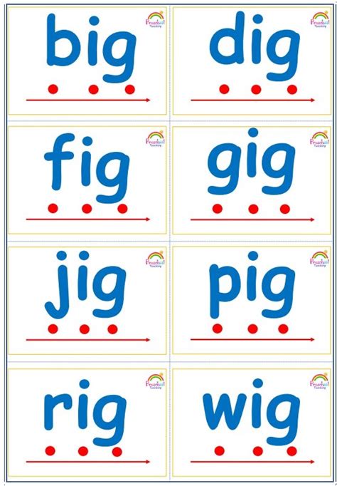 cvc words flash cards preschool teaching