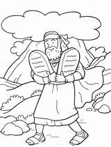 Coloring Commandments Ten Pages Kids Clipart Bible Library Moses sketch template