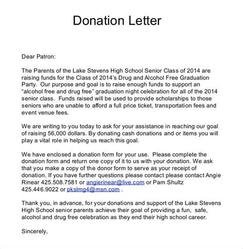 sample letter   donations  school template business