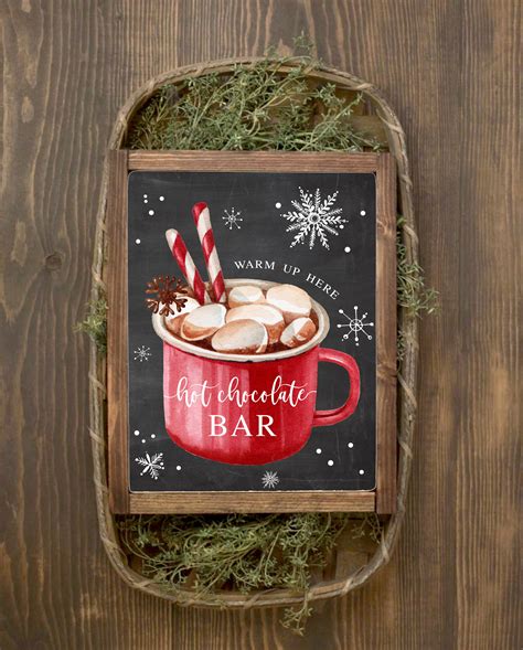 hot chocolate bar sign printable christmas party decorations etsy